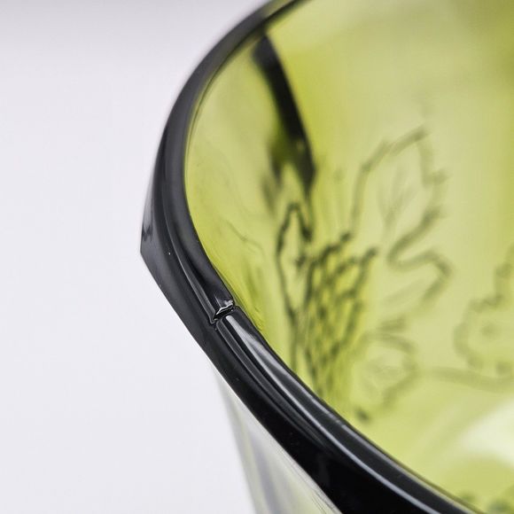 Indiana Glass Green Compote Pedestal Fruit Bowl Harvest Grape Pattern Vintage - Picture 8 of 11